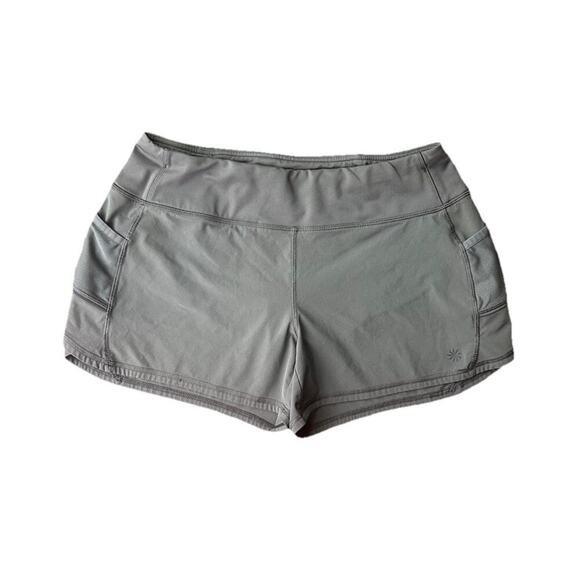 Athleta Pants - Athleta Women’s Ready Set Go Gray Running Shorts Size M Zippered Pocket